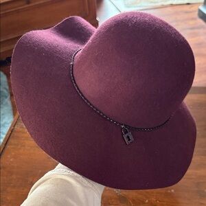 BCBGeneration Deep Burgundy Women's Hat with Lock Charm